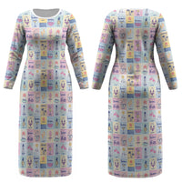 Aloha Summer Posters Grunge Textures Couples Matching Long Sleeve Bodycon Dress and Hawaiian Shirt LT01 - Polynesian Pride