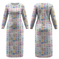 Aloha Summer Posters Grunge Textures Couples Matching Long Sleeve Bodycon Dress and Long Sleeve Button Shirt LT01 - Polynesian Pride