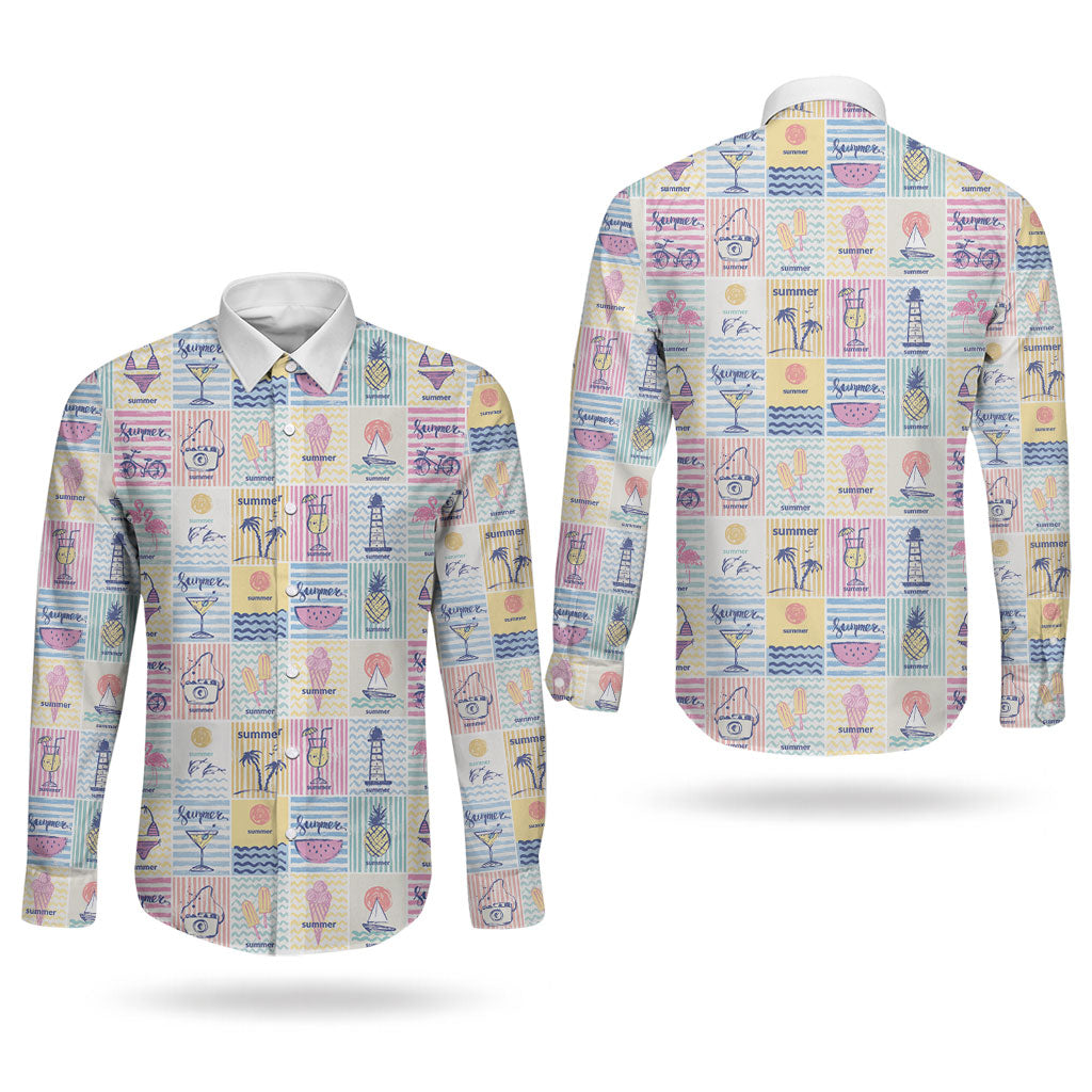 Aloha Summer Posters Grunge Textures Couples Matching Off Shoulder Maxi Dress and Long Sleeve Button Shirt LT01 - Polynesian Pride