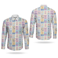 Aloha Summer Posters Grunge Textures Couples Matching Short Sleeve Bodycon Dress and Long Sleeve Button Shirt LT01 - Polynesian Pride