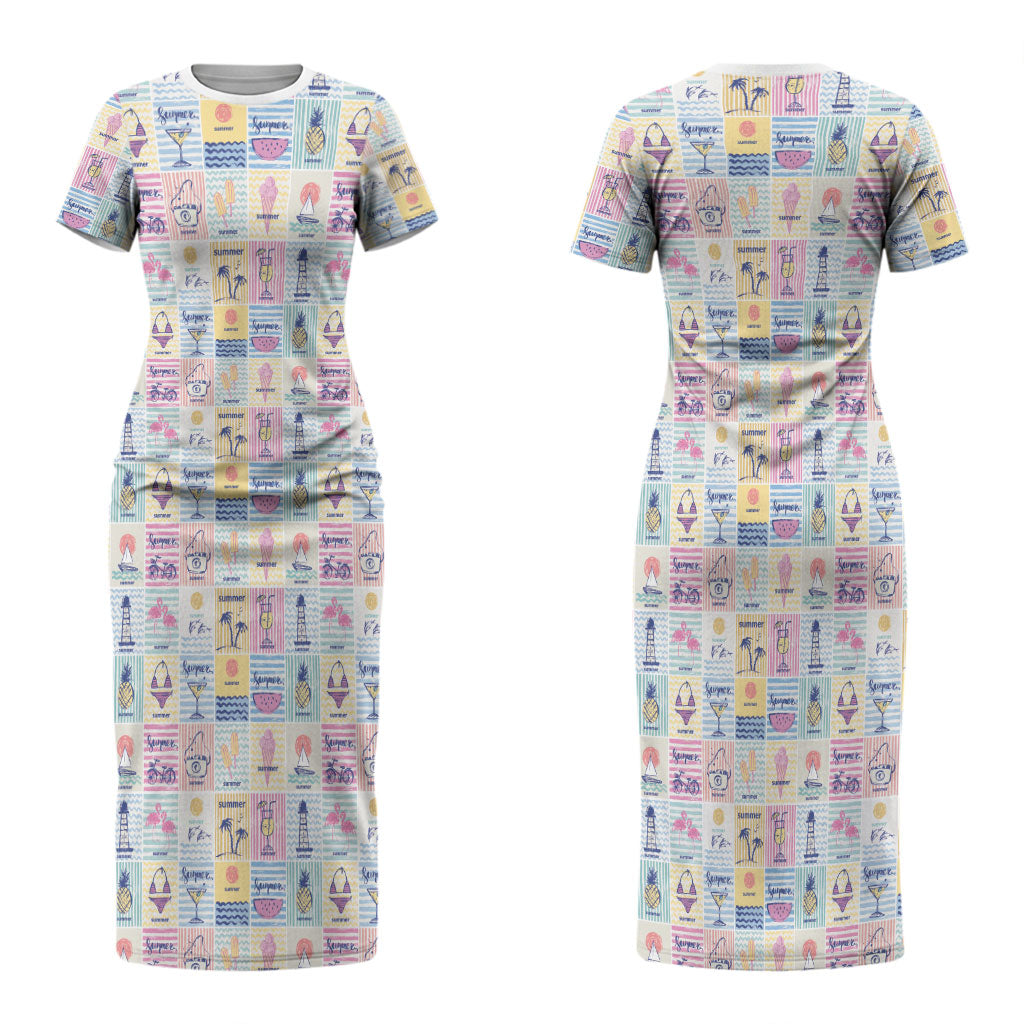 Aloha Summer Posters Grunge Textures Couples Matching Short Sleeve Bodycon Dress and Long Sleeve Button Shirt LT01 - Polynesian Pride