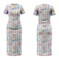 Aloha Summer Posters Grunge Textures Couples Matching Short Sleeve Bodycon Dress and Long Sleeve Button Shirt LT01 - Polynesian Pride