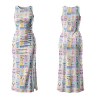 Aloha Summer Posters Grunge Textures Couples Matching Tank Maxi Dress and Long Sleeve Button Shirt LT01 - Polynesian Pride