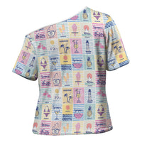 Aloha Summer Posters Grunge Textures Cross Shoulder Shirt LT01 - Polynesian Pride