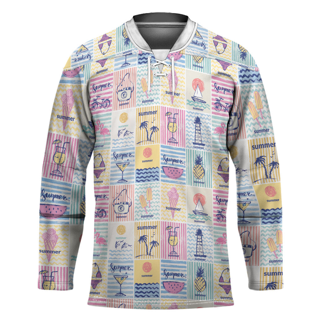 Aloha Summer Posters Grunge Textures Hockey Jersey LT01 Unisex Multicolor - Polynesian Pride