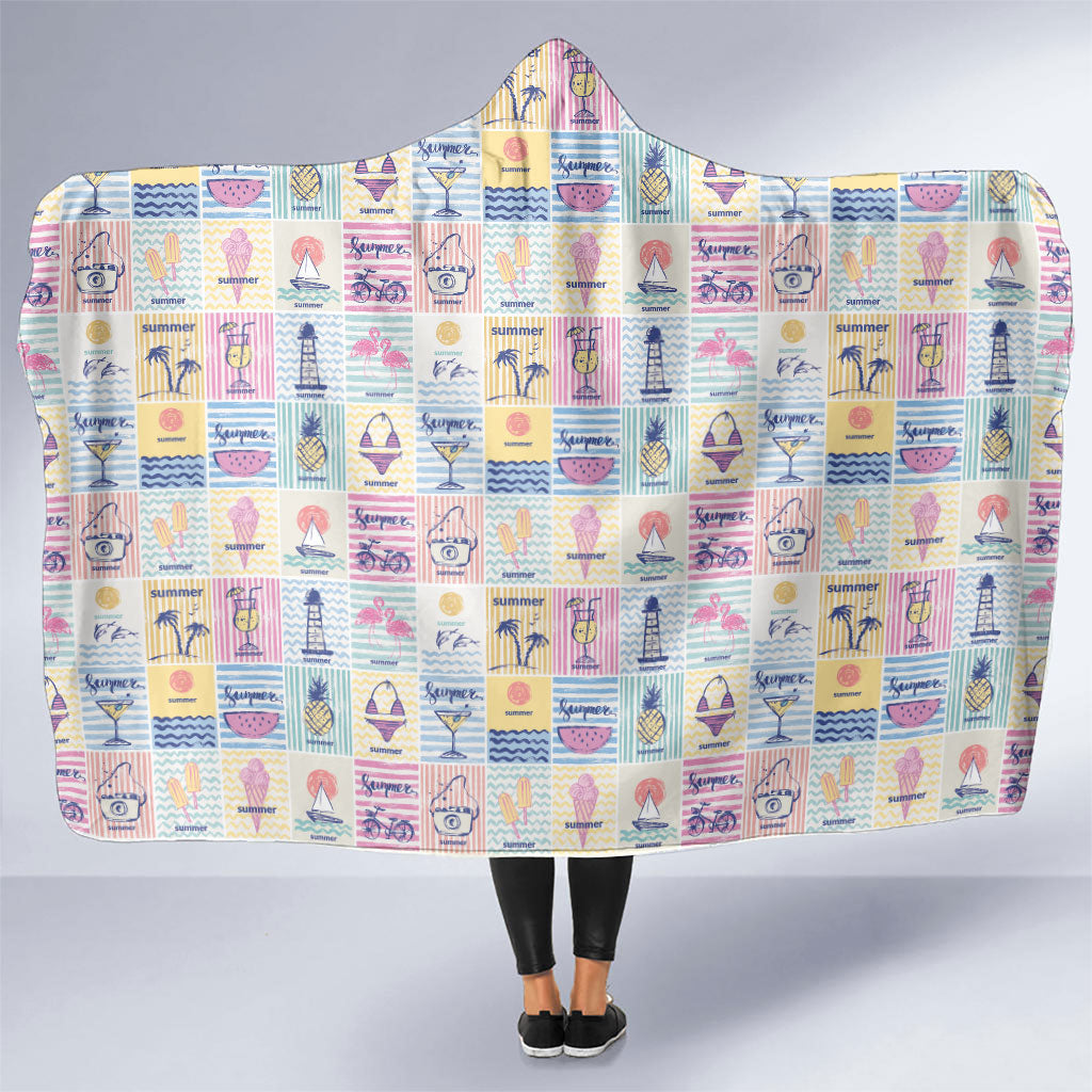 Aloha Summer Posters Grunge Textures Hooded Blanket LT01 One Size Multicolor - Polynesian Pride
