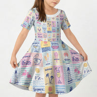 Aloha Summer Posters Grunge Textures Kid Short Sleeve Dress LT01 KID Multicolor - Polynesian Pride