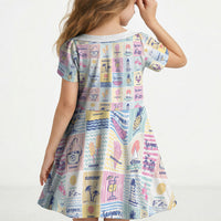 Aloha Summer Posters Grunge Textures Kid Short Sleeve Dress LT01 - Polynesian Pride