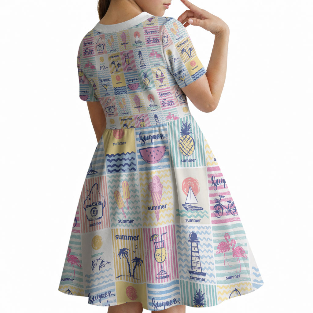 Aloha Summer Posters Grunge Textures Kid Short Sleeve Dress LT01 - Polynesian Pride