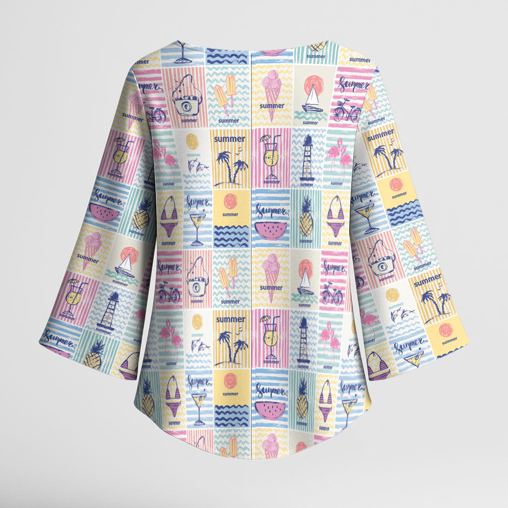 Aloha Summer Posters Grunge Textures Kimono Sleeve Blouse LT01 - Polynesian Pride