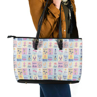 Aloha Summer Posters Grunge Textures Leather Tote Bag LT01 - Polynesian Pride