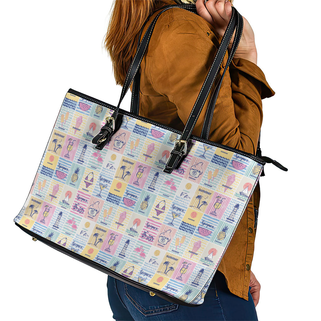 Aloha Summer Posters Grunge Textures Leather Tote Bag LT01 - Polynesian Pride