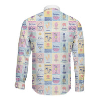 Aloha Summer Posters Grunge Textures Long Sleeve Button Shirt LT01 - Polynesian Pride