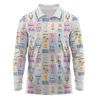 Aloha Summer Posters Grunge Textures Long Sleeve Polo Shirt LT01 Multicolor - Polynesian Pride