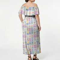 Aloha Summer Posters Grunge Textures Off Shoulder Maxi Dress LT01 - Polynesian Pride