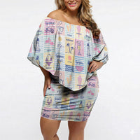 Aloha Summer Posters Grunge Textures Off Shoulder Short Dress LT01 Women Multicolor - Polynesian Pride