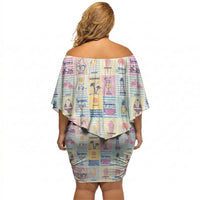 Aloha Summer Posters Grunge Textures Off Shoulder Short Dress LT01 - Polynesian Pride