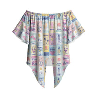 Aloha Summer Posters Grunge Textures Off Shoulder Wrap Waist Top LT01 Multicolor - Polynesian Pride