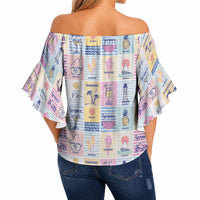 Aloha Summer Posters Grunge Textures Off Shoulder Wrap Waist Top LT01 - Polynesian Pride
