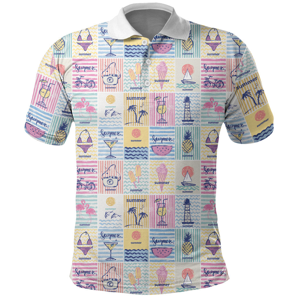 Aloha Summer Posters Grunge Textures Polo Shirt LT01 Multicolor - Polynesian Pride