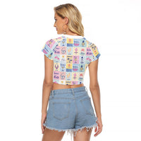 Aloha Summer Posters Grunge Textures Raglan Cropped T Shirt LT01 - Polynesian Pride