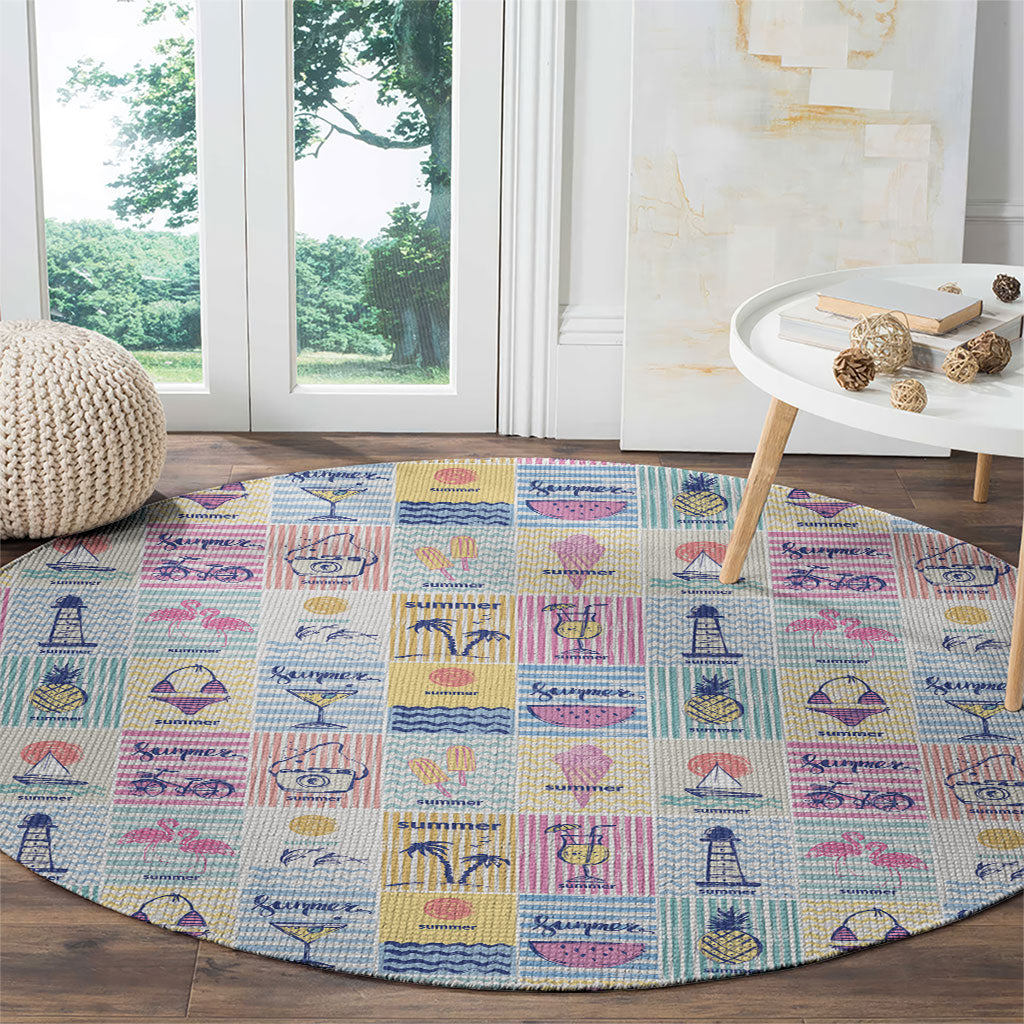 Aloha Summer Posters Grunge Textures Round Carpet LT01 - Polynesian Pride