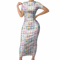 Aloha Summer Posters Grunge Textures Short Sleeve Bodycon Dress LT01 Long Dress Multicolor - Polynesian Pride