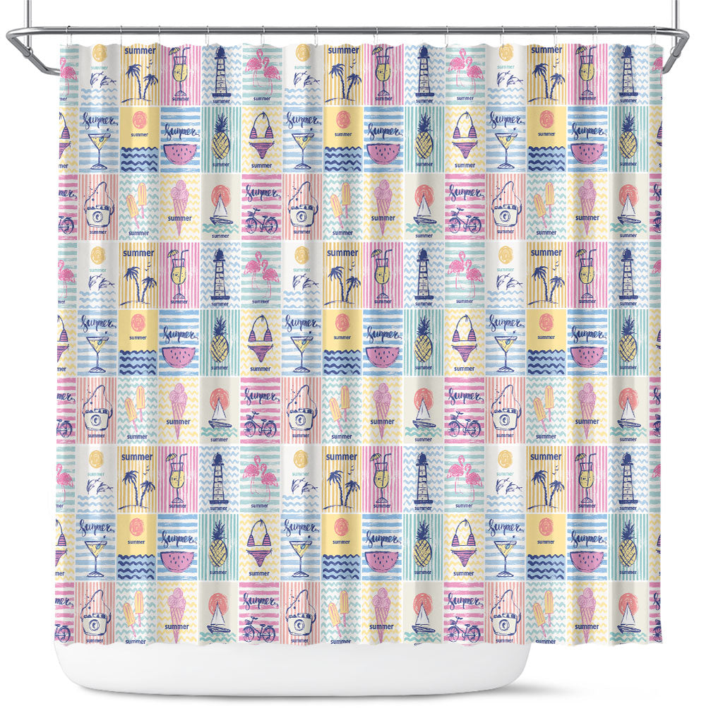 Aloha Summer Posters Grunge Textures Shower Curtain LT01 Multicolor - Polynesian Pride