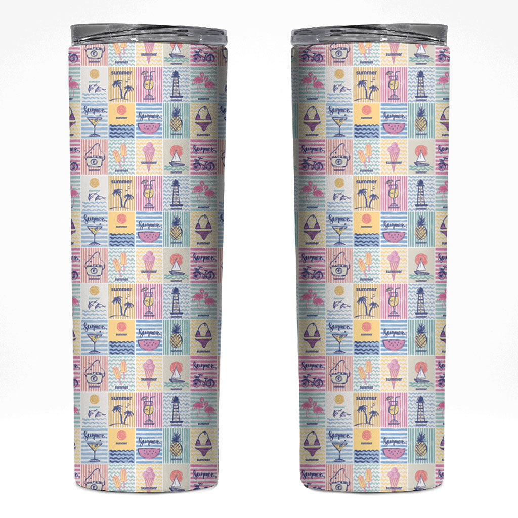 Aloha Summer Posters Grunge Textures Skinny Tumbler LT01 Multicolor - Polynesian Pride