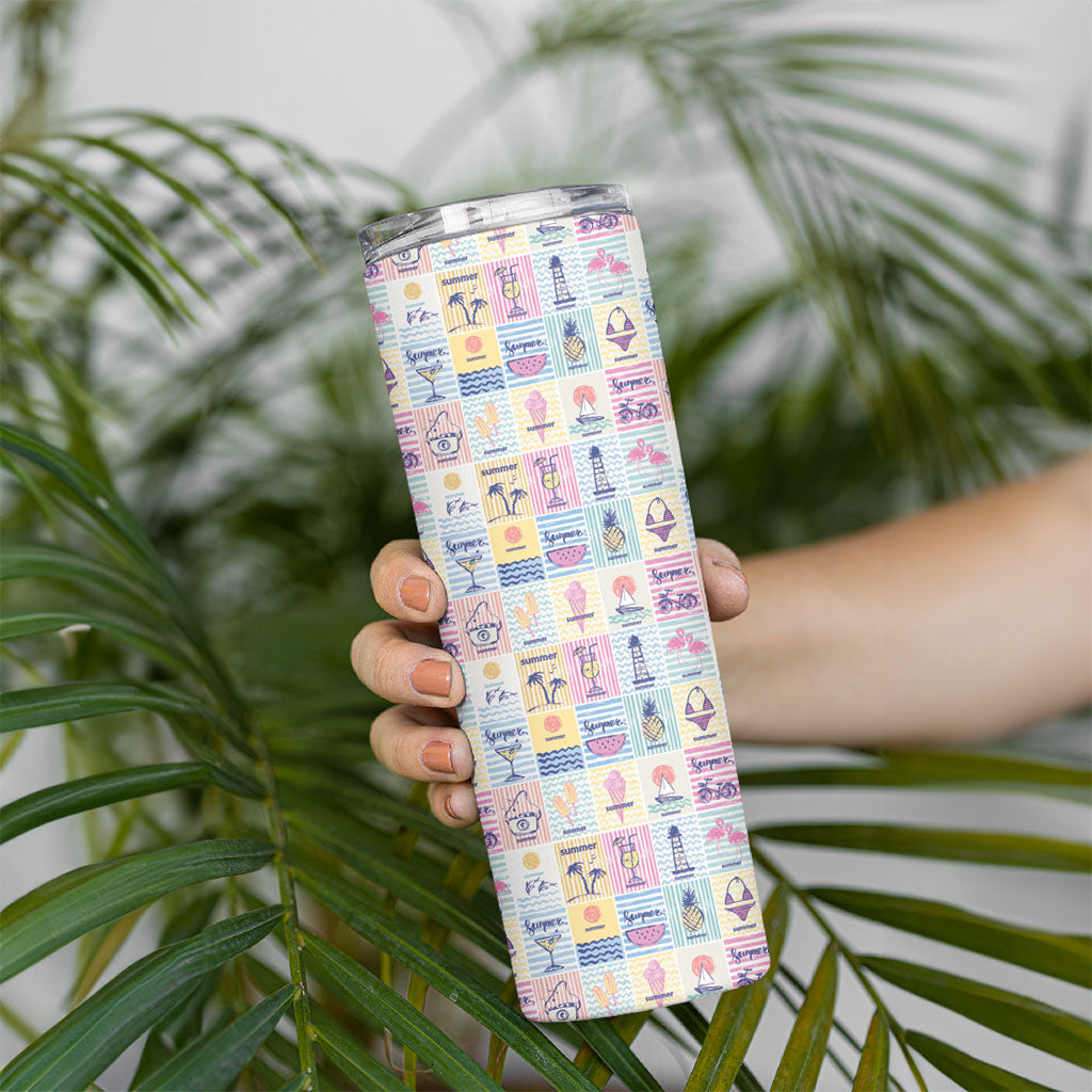 Aloha Summer Posters Grunge Textures Skinny Tumbler LT01 - Polynesian Pride