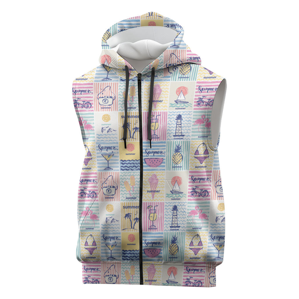 Aloha Summer Posters Grunge Textures Sleeveless Zip Hoodie LT01 Multicolor - Polynesian Pride