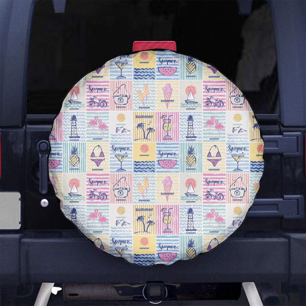 Aloha Summer Posters Grunge Textures Spare Tire Cover LT01 No hole Multicolor - Polynesian Pride