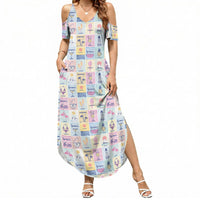 Aloha Summer Posters Grunge Textures Summer Maxi Dress LT01 Women Multicolor - Polynesian Pride