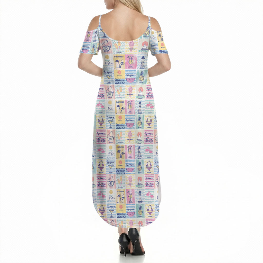 Aloha Summer Posters Grunge Textures Summer Maxi Dress LT01 - Polynesian Pride