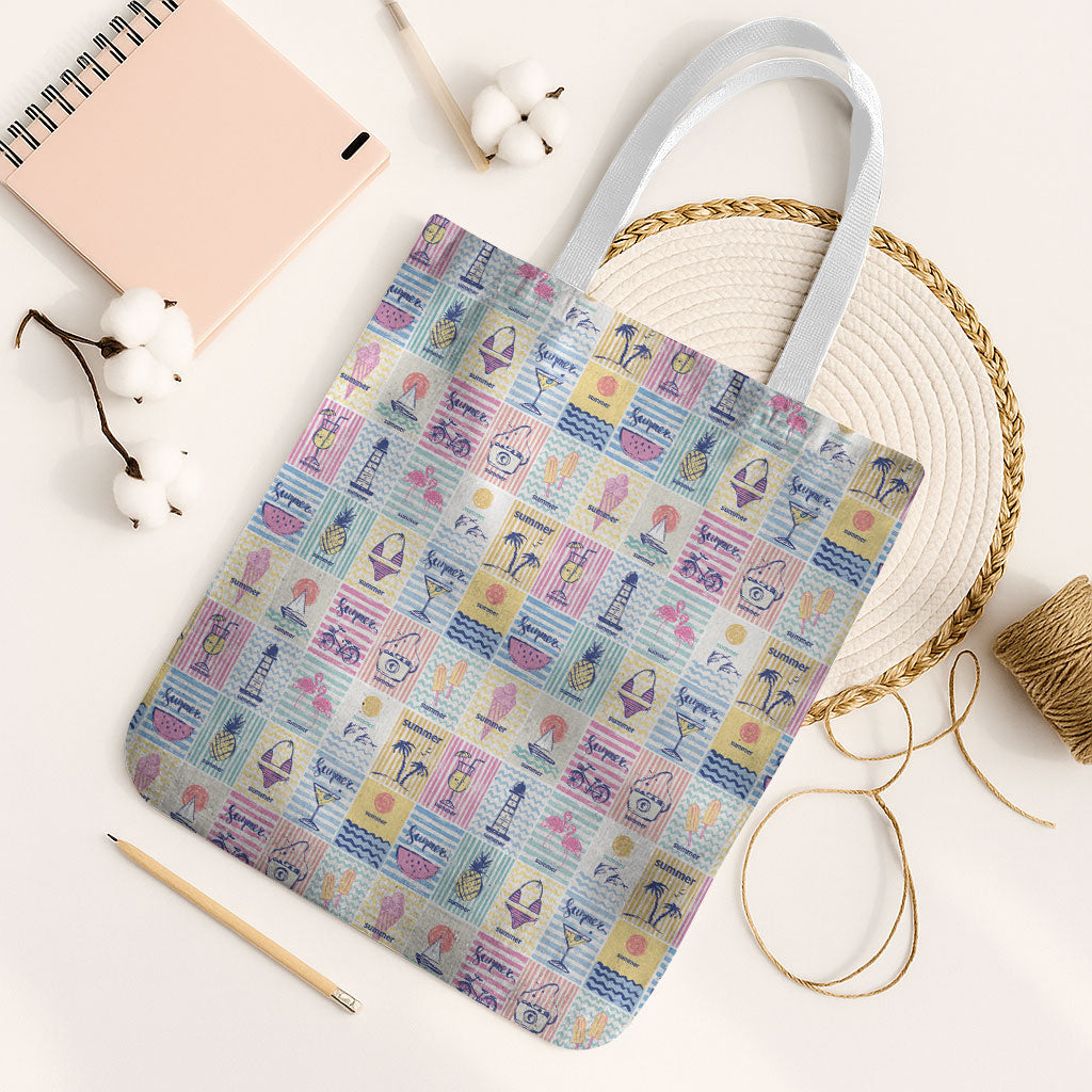 Aloha Summer Posters Grunge Textures Tote Bag LT01 White Strap One Size Multicolor - Polynesian Pride