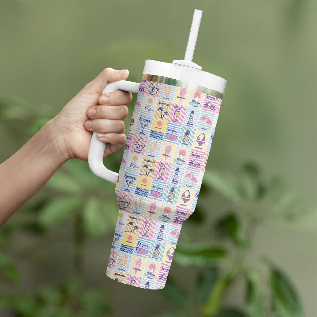 Aloha Summer Posters Grunge Textures Tumbler With Handle LT01 - Polynesian Pride