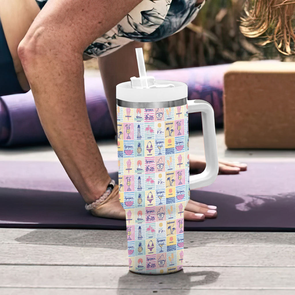 Aloha Summer Posters Grunge Textures Tumbler With Handle LT01 - Polynesian Pride