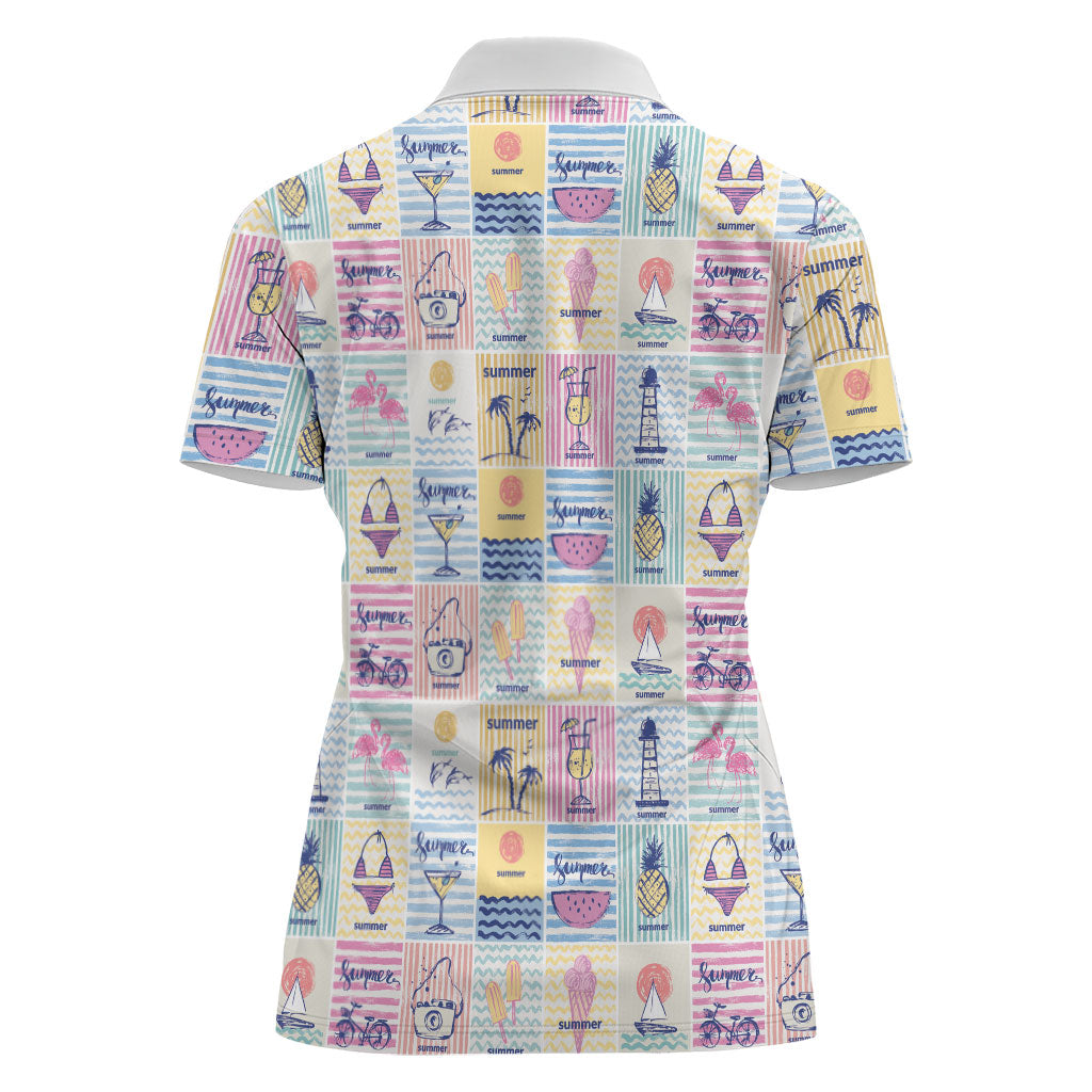 Aloha Summer Posters Grunge Textures Women Polo Shirt LT01 - Polynesian Pride