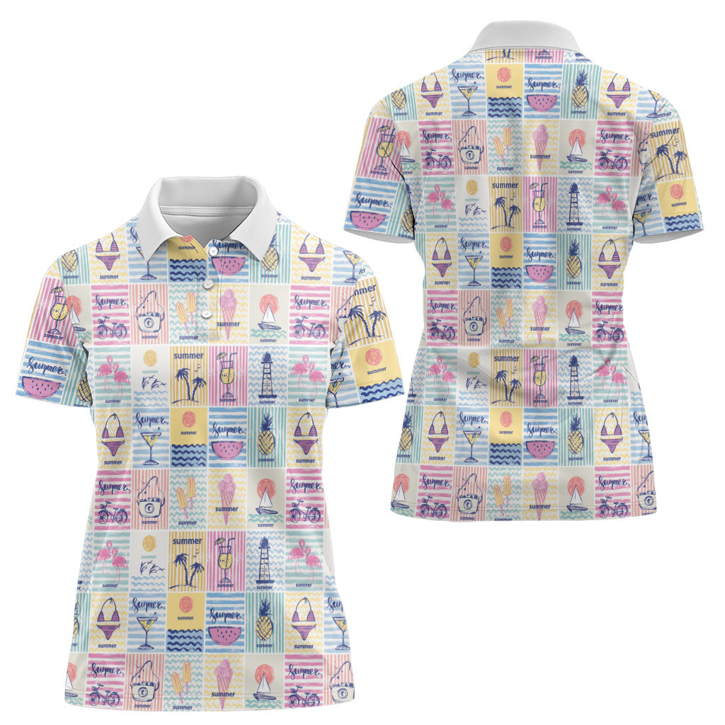 Aloha Summer Posters Grunge Textures Women Polo Shirt LT01 - Polynesian Pride