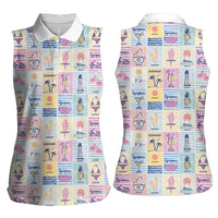 Aloha Summer Posters Grunge Textures Women Sleeveless Polo Shirt LT01 - Polynesian Pride