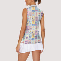 Aloha Summer Posters Grunge Textures Women Sleeveless Polo Shirt LT01 - Polynesian Pride