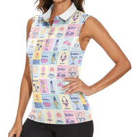 Aloha Summer Posters Grunge Textures Women Sleeveless Polo Shirt LT01 - Polynesian Pride