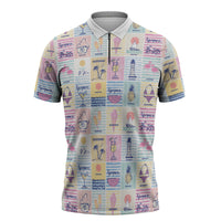 Aloha Summer Posters Grunge Textures Zipper Polo Shirt LT01 Multicolor - Polynesian Pride