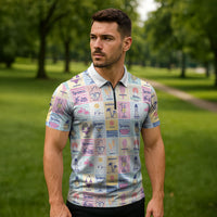 Aloha Summer Posters Grunge Textures Zipper Polo Shirt LT01 - Polynesian Pride