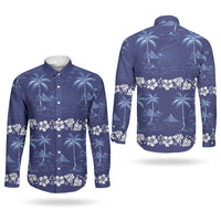 Blue Hawaii Palm Tree Hibiscus Couples Matching Tank Maxi Dress and Long Sleeve Button Shirt Fantasy Summer Vibe LT01 - Polynesian Pride
