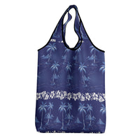 Blue Hawaii Palm Tree Hibiscus Grocery Bag Fantasy Summer Vibe
