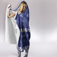 Blue Hawaii Palm Tree Hibiscus Hooded Blanket Fantasy Summer Vibe