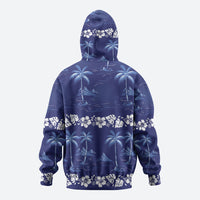 Blue Hawaii Palm Tree Hibiscus Hoodie Fantasy Summer Vibe
