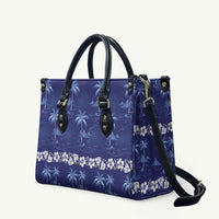 Blue Hawaii Palm Tree Hibiscus Leather Bag Fantasy Summer Vibe