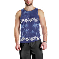 Blue Hawaii Palm Tree Hibiscus Men Tank Top Fantasy Summer Vibe